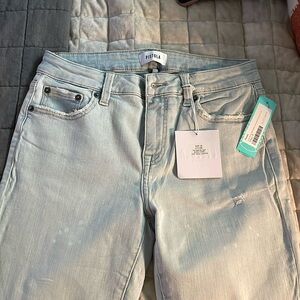 Pistola Arielle Paint Splatter Distressed Fraued Hem Jean